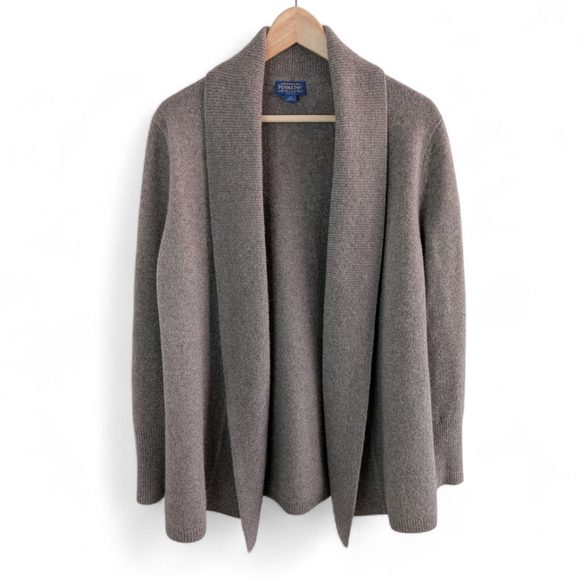Pendleton Sweaters - Pendleton Wool Angora Open Front Cardigan Brown Petite Large